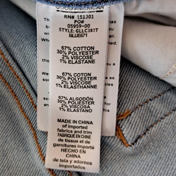 Good American Good Legs Distressed  Crop Jeans Size 15 Light Wash - Picture 7 of 10